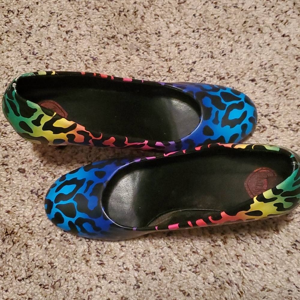 Lisa Frank leopard print heels